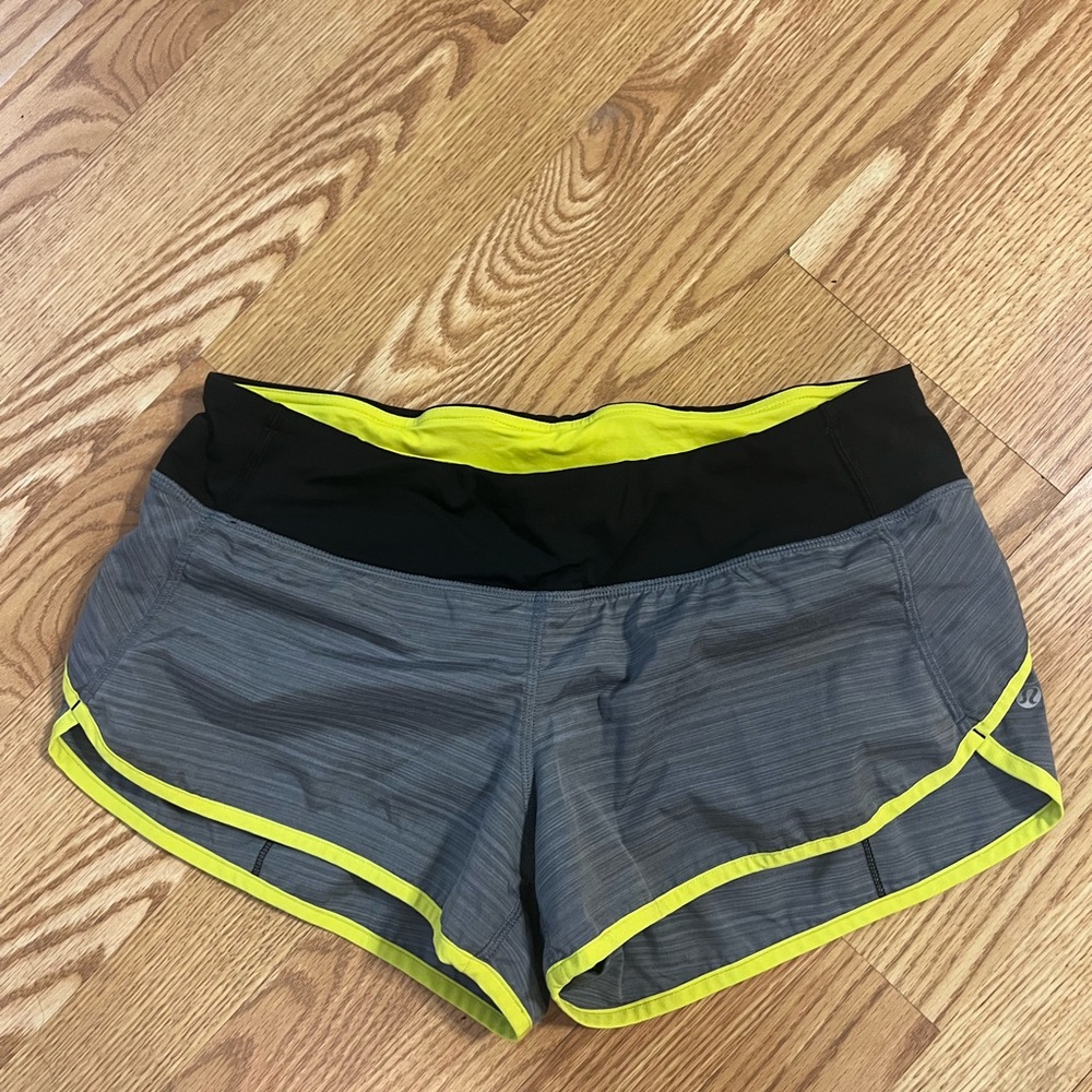 Women's Gray and Black Shorts with Yellow Accents